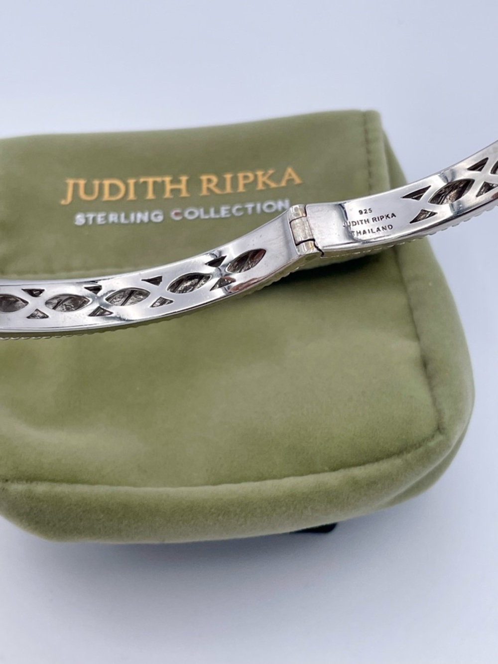 Judith Ripka Sterling Silver 925 Hinged Bangle Twisted Cable Oval Bracelet 34.1g - Picture 4 of 12